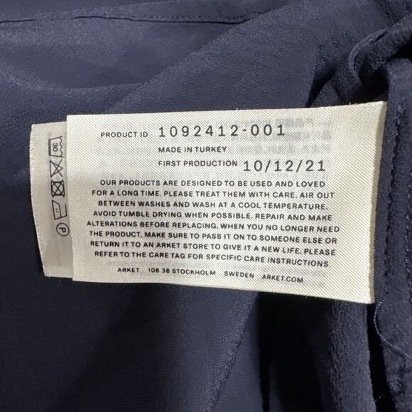 Arket Womens Modest Maxi Dress EU 34, US 4 Long Sleeves A-Line Band Collar Blue - Picture 7 of 16